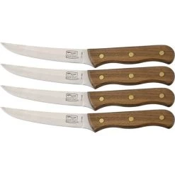 Chicago B144 4 Piece Steak Knife Set With Solid Contoured Walnut Handle