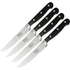 Hen & Rooster I008 Four Piece Steak Knife Set With Black Bakelite Handle