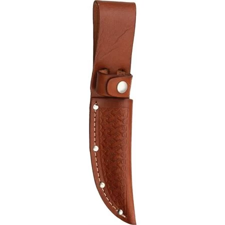 Sheath 1133 Straight Knife With Brown Basketweave Leather Construction