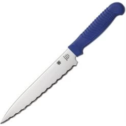 Spyderco 04SBL Utility Serrated Knife With Blue Contoured Polypropylene Handle