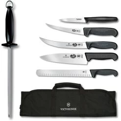 Swiss Army 5100371X4 7 Piece BBQ Natural Knife Set With Black Synthetic Handle