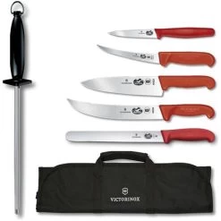 Swiss Army 5100172X3 7 Piece BBQ Set Master Knife Set With Red Synthetic Handle