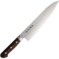 Kanetsune 902 Damascus Steel Blade Gyutou Chef Knife With Brown Laminated Wood Handle