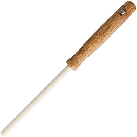 Arkansas Sharpeners 47 Ceramic Sharpening Stick With Brown Oak Handle