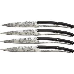 Deejo 4AP011 Steak Bistro Toile Knife Set With Black ABS Handle